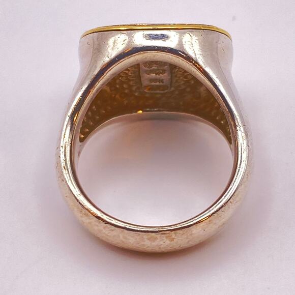 ERIC GROSSBARDT PICASSO Ring 18K Solid Gold 925 Sterling Inlaid MOP - Size 7 1/2 - Picture 12 of 14